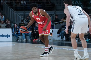 Olympiacos Pire 'den Shaquielle Mckissiç, 16 Ocak 2025 tarihinde İspanya' nın Movistar Arena kentinde Real Madrid ile Olympiacos arasında oynanan Türk Hava Yolları EuroLeague karşılaşmasında