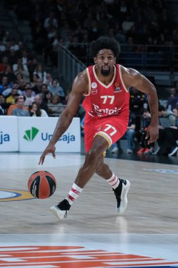 Olympiacos Pire 'den Shaquielle Mckissiç, 16 Ocak 2025 tarihinde İspanya' nın Movistar Arena kentinde Real Madrid ile Olympiacos arasında oynanan Türk Hava Yolları EuroLeague karşılaşmasında