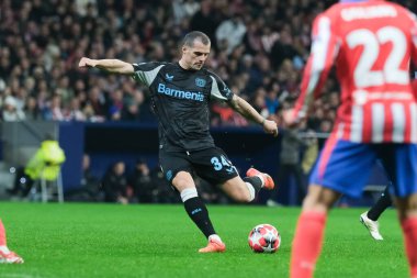  of Bayer Leverkusen during the UEFA Champions League week 7 football match between Atletico Madrid and Bayer Leverkusen in Madrid, Spain on January 21, 2025 clipart