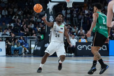 Real Madrid ve Joventut Badalona arasında 2 Şubat 2025 tarihinde Madrid 'de oynanan Movistar Arena' da oynanan maç sırasında Real Madrid