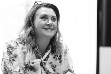 İsveçli yazar Camilla Lackberg, 5 Şubat 'ta İspanya' nın Madrid kentindeki Espacio Telefonica 'da Bronz Rüyalar adlı kitabının tanıtımı sırasında.