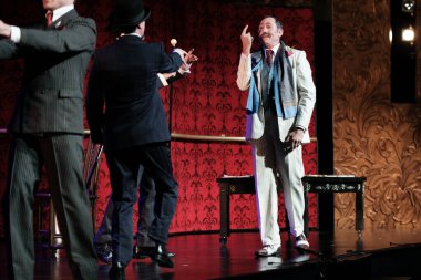 Daniel Albaladejo performs during the presentation of La senorita de Trevelez at the Fernan Gomez theater in Madrid, February 11, 2025 Spain clipart