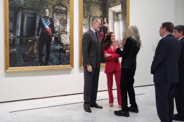 Queen Letizia of Spain  visit the exhibition The Tyranny Of Cronos where their portraits by Annie Leibovitz are on display at the Bank of Spain  on February 26, 2025 in Madrid, Spain clipart