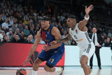 FC Barcelona 'dan Justin Anderson 27 Şubat 2025 tarihinde İspanya' nın Madrid kentinde oynanan Real Madrid ve FC Barcelona arasında oynanan EuroLeague Regular S karşılaşmasında.