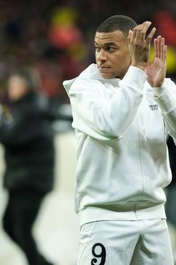 Real Madrid 'den Kylian Mbappe UEFA Şampiyonlar Ligi maçında Atletico de Madrid ve Real Madrid 12 Mart 2025 tarihinde Madrid' de Metropolitano Stadyumu 'nda oynadı.