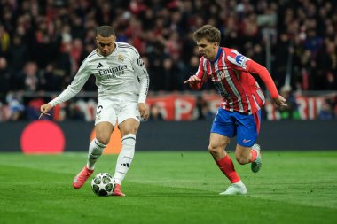Real Madrid 'den Kylian Mbappe UEFA Şampiyonlar Ligi maçında Atletico de Madrid ve Real Madrid 12 Mart 2025 tarihinde Madrid' de Metropolitano Stadyumu 'nda oynadı.
