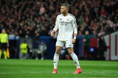 Real Madrid 'den Kylian Mbappe UEFA Şampiyonlar Ligi maçında Atletico de Madrid ve Real Madrid 12 Mart 2025 tarihinde Madrid' de Metropolitano Stadyumu 'nda oynadı.