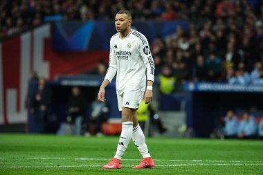 Real Madrid 'den Kylian Mbappe UEFA Şampiyonlar Ligi maçında Atletico de Madrid ve Real Madrid 12 Mart 2025 tarihinde Madrid' de Metropolitano Stadyumu 'nda oynadı.