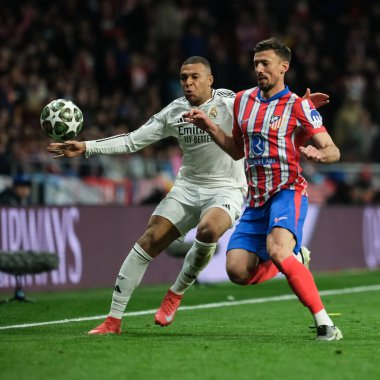 Real Madrid 'den Kylian Mbappe UEFA Şampiyonlar Ligi maçında Atletico de Madrid ve Real Madrid 12 Mart 2025 tarihinde Madrid' de Metropolitano Stadyumu 'nda oynadı.