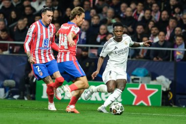 UEFA Şampiyonlar Ligi karşılaşmasında Real Madrid 'den Vinicius Junio ve Real Madrid 12 Mart 2025' te Madrid 'de Metropolitano Stadyumu' nda oynadı.