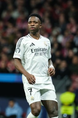 UEFA Şampiyonlar Ligi karşılaşmasında Real Madrid 'den Vinicius Junio ve Real Madrid 12 Mart 2025' te Madrid 'de Metropolitano Stadyumu' nda oynadı.