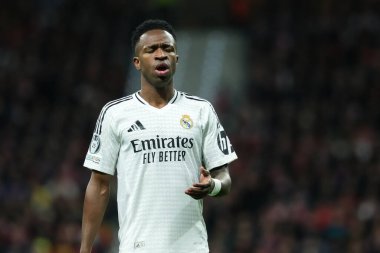 UEFA Şampiyonlar Ligi karşılaşmasında Real Madrid 'den Vinicius Junio ve Real Madrid 12 Mart 2025' te Madrid 'de Metropolitano Stadyumu' nda oynadı.