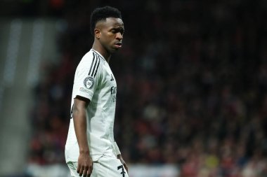 UEFA Şampiyonlar Ligi karşılaşmasında Real Madrid 'den Vinicius Junio ve Real Madrid 12 Mart 2025' te Madrid 'de Metropolitano Stadyumu' nda oynadı.