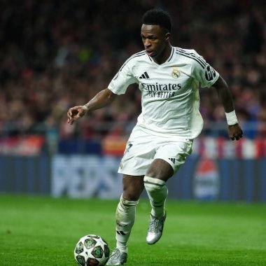 UEFA Şampiyonlar Ligi karşılaşmasında Real Madrid 'den Vinicius Junio ve Real Madrid 12 Mart 2025' te Madrid 'de Metropolitano Stadyumu' nda oynadı.