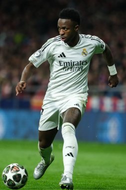 UEFA Şampiyonlar Ligi karşılaşmasında Real Madrid 'den Vinicius Junio ve Real Madrid 12 Mart 2025' te Madrid 'de Metropolitano Stadyumu' nda oynadı.