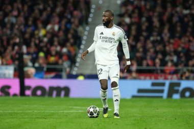 Real Madrid 'den Antonio Rudiger, UEFA Şampiyonlar Ligi maçında Atletico de Madrid ve Real Madrid Metropolitano Stadyumu' nda 12 Mart 'ta oynadı.