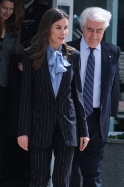 İspanya Kraliçesi Letizia 19 Mart 2025 tarihinde İspanya 'nın Madrid kentinde UNICEF genel merkezinde bir toplantıya katılır.. 