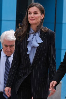 İspanya Kraliçesi Letizia 19 Mart 2025 tarihinde İspanya 'nın Madrid kentinde UNICEF genel merkezinde bir toplantıya katılır.. 