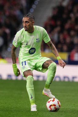 Copa del Rey maçında FC Barcelona 'dan Raphinha, Atletico de Madrid ve FC Barcelona, 2 Nisan 2025 tarihinde Riyad Air Metropolitano Stadyumu Madrid' de oynadılar. 