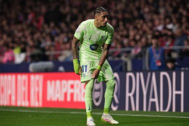 Copa del Rey maçında FC Barcelona 'dan Raphinha, Atletico de Madrid ve FC Barcelona, 2 Nisan 2025 tarihinde Riyad Air Metropolitano Stadyumu Madrid' de oynadılar. 