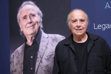 Şarkıcı söz yazarı Joan Manuel Serrat, 10 Nisan 2025 tarihinde İspanya 'nın Madrid şehrinde Cervantes Enstitüsü' nde düzenlenen bir anma töreninde. 