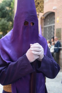 17 Nisan 2025 'te Madrid sokaklarında Nazareth' li babamız İsa 'nın geçit töreni sırasında Madrid, İspanya' da.