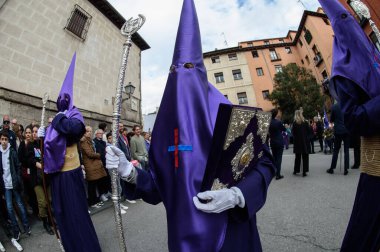 17 Nisan 2025 'te Madrid sokaklarında Nazareth' li babamız İsa 'nın geçit töreni sırasında Madrid, İspanya' da.