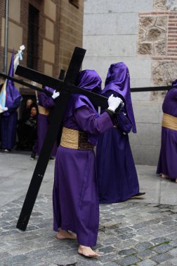 17 Nisan 2025 'te Madrid sokaklarında Nazareth' li babamız İsa 'nın geçit töreni sırasında Madrid, İspanya' da.