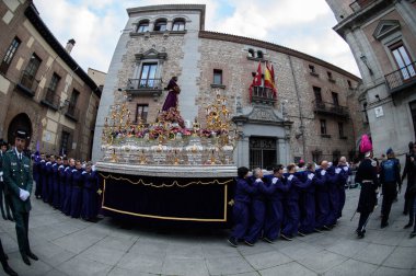 17 Nisan 2025 'te Madrid sokaklarında Nazareth' li babamız İsa 'nın geçit töreni sırasında Madrid, İspanya' da.