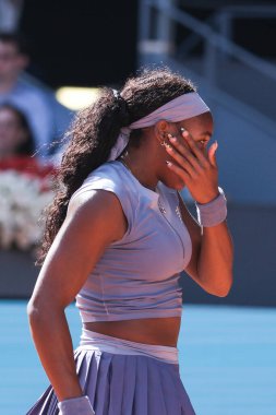 ABD 'li Coco Gauff, Mutua Madrid Açık' ı 1 Mayıs 2025 'te İspanya' nın Madrid kentinde La Caja Magica 'da açtı.