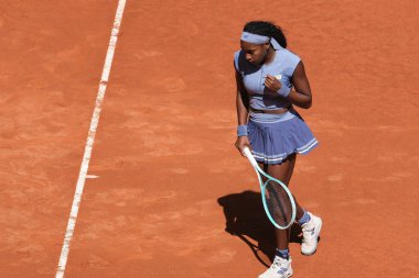 ABD 'li Coco Gauff, Mutua Madrid Açık' ı 1 Mayıs 2025 'te İspanya' nın Madrid kentinde La Caja Magica 'da açtı.