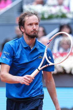 Daniil Medvedev, İspanya 'nın başkenti Madrid' de 1 Mayıs 2025 'te La Caja Magica' da düzenlenen Mutua Madrid Açık etkinliğinde.