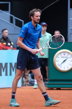 Daniil Medvedev, İspanya 'nın başkenti Madrid' de 1 Mayıs 2025 'te La Caja Magica' da düzenlenen Mutua Madrid Açık etkinliğinde.