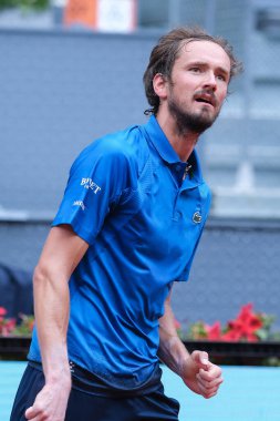 Daniil Medvedev, İspanya 'nın başkenti Madrid' de 1 Mayıs 2025 'te La Caja Magica' da düzenlenen Mutua Madrid Açık etkinliğinde.