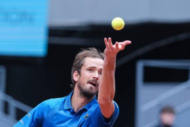 Daniil Medvedev, İspanya 'nın başkenti Madrid' de 1 Mayıs 2025 'te La Caja Magica' da düzenlenen Mutua Madrid Açık etkinliğinde.