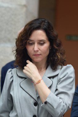 Madrid Topluluğu Başkanı Isabel Daz Ayuso Madrid Adalet Şehri 'ni 5 Mayıs 2025' te İspanya 'nın Madrid şehrinde sunar.