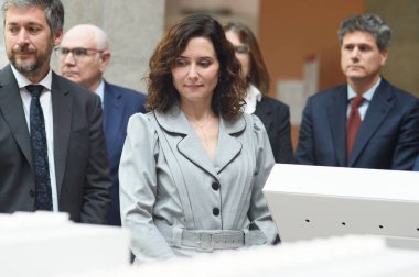 Madrid Topluluğu Başkanı Isabel Daz Ayuso Madrid Adalet Şehri 'ni 5 Mayıs 2025' te İspanya 'nın Madrid şehrinde sunar.