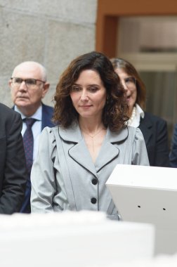 Madrid Topluluğu Başkanı Isabel Daz Ayuso Madrid Adalet Şehri 'ni 5 Mayıs 2025' te İspanya 'nın Madrid şehrinde sunar.