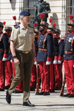 İspanya Kralı VI. Felipe, Ordu Yüksek Konseyi sırasında, 26 Mayıs 2025 'te İspanya' nın Madrid kentinde, Ordu Karargahında. Toplantı askeri liderleri bir araya getiriyor..