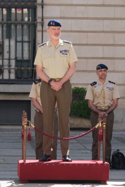 İspanya Kralı VI. Felipe, Ordu Yüksek Konseyi sırasında, 26 Mayıs 2025 'te İspanya' nın Madrid kentinde, Ordu Karargahında. Toplantı askeri liderleri bir araya getiriyor..