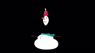 Şeffaf bir alfa kanalında zıplayan bir Noel Kardan Adam animasyonu. Noel videoları, video kayıtları ve diğer eğlenceli videolar için harika.