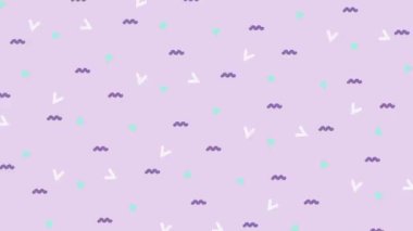 Memphis Deseni mavi, leylak ve beyaz renklerle kusursuz döngü üzerinde.