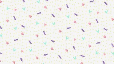 Memphis Deseni mavi, pembe, leylak ve beyaz renklerle kusursuz döngü üzerinde.