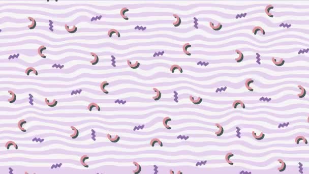 Memphis Pattern Background Pink Lilac White Colors Seamless Loop — Stock Video