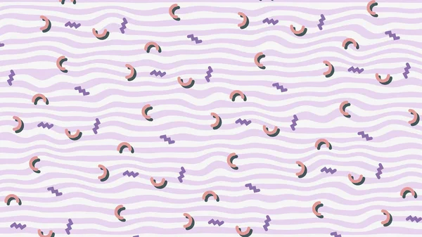 Memphis Pattern background in pink, lilac and white colors.