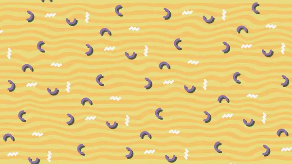 Memphis Pattern background in yellow, lilac and white colors.
