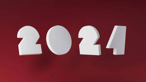 Banner Tahun Baru Dengan Angka 2024 Dengan Latar Belakang Merah Stok Foto