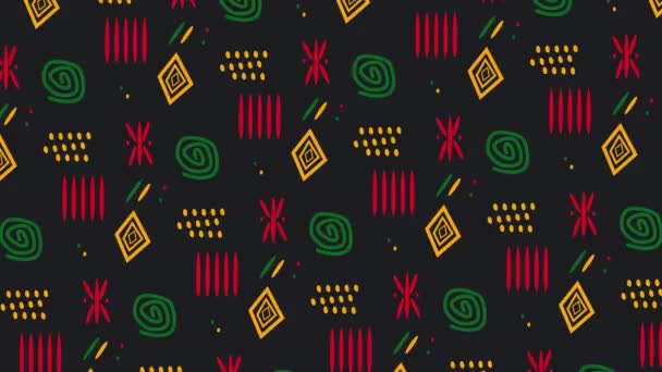 Анимированный Июньский Фон Африканскими Орнаментами Черном Идеально Подходит Видео Африканской — стоковое видео
