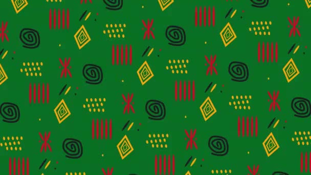 Анимированный Фон Африканскими Орнаментами Зеленом Цвете Идеально Подходит Видео Африканской — стоковое видео