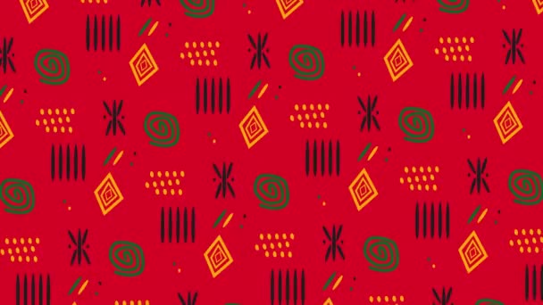 Animado Juneteenth Fundo Loopable Com Ornamentos Africanos Vermelho Perfeito Para — Vídeo de Stock